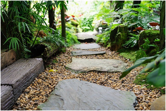 gravel path with stepping stones